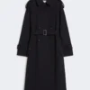 Vattenavvisande trenchcoat i ullgabardin, ultramarin Vattenavvisande trenchcoat i ullgabardin, ultramarin