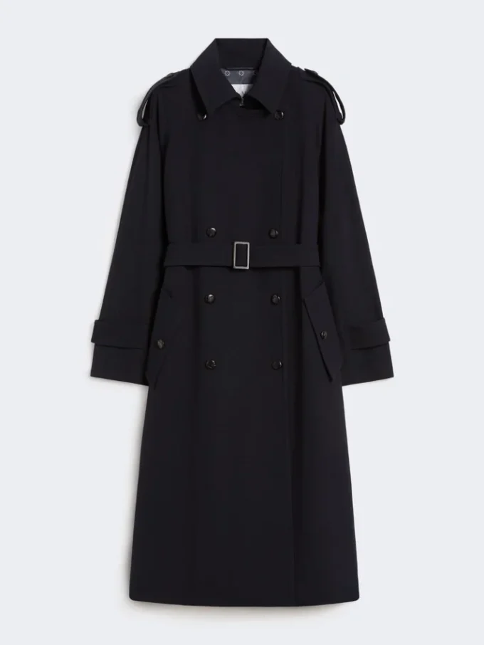 Vattenavvisande trenchcoat i ullgabardin, ultramarin Vattenavvisande trenchcoat i ullgabardin, ultramarin