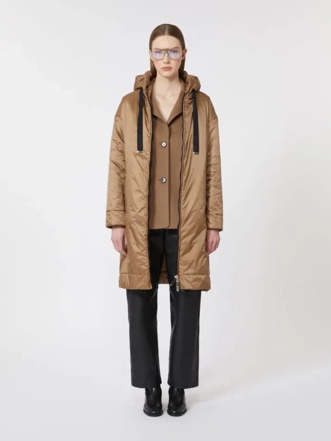 Vattenavvisande vadderad parkas i canvas, kamel