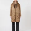 Vattenavvisande vadderad parkas i canvas, kamel