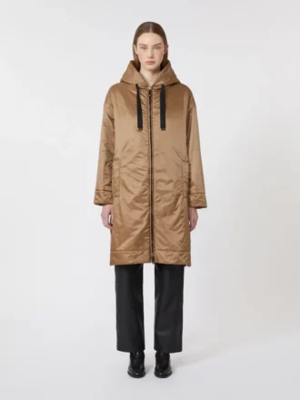 Vattenavvisande vadderad parkas i canvas, kamel