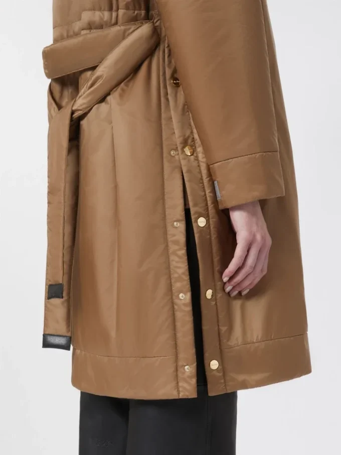 Vattenavvisande vadderad parkas i canvas, kamel
