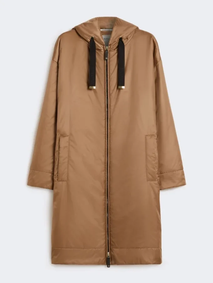 Vattenavvisande vadderad parkas i canvas, kamel