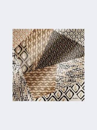 Överdimensionerad scarf i tryckt siden, beige