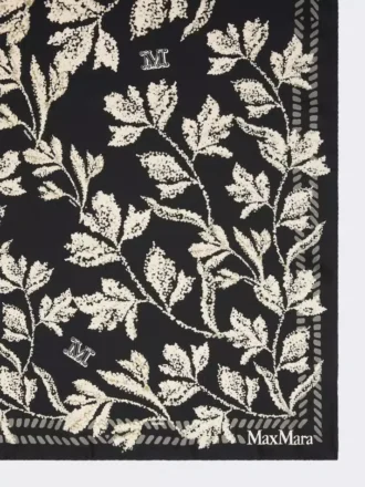 Överdimensionerad scarf i tryckt siden, svart