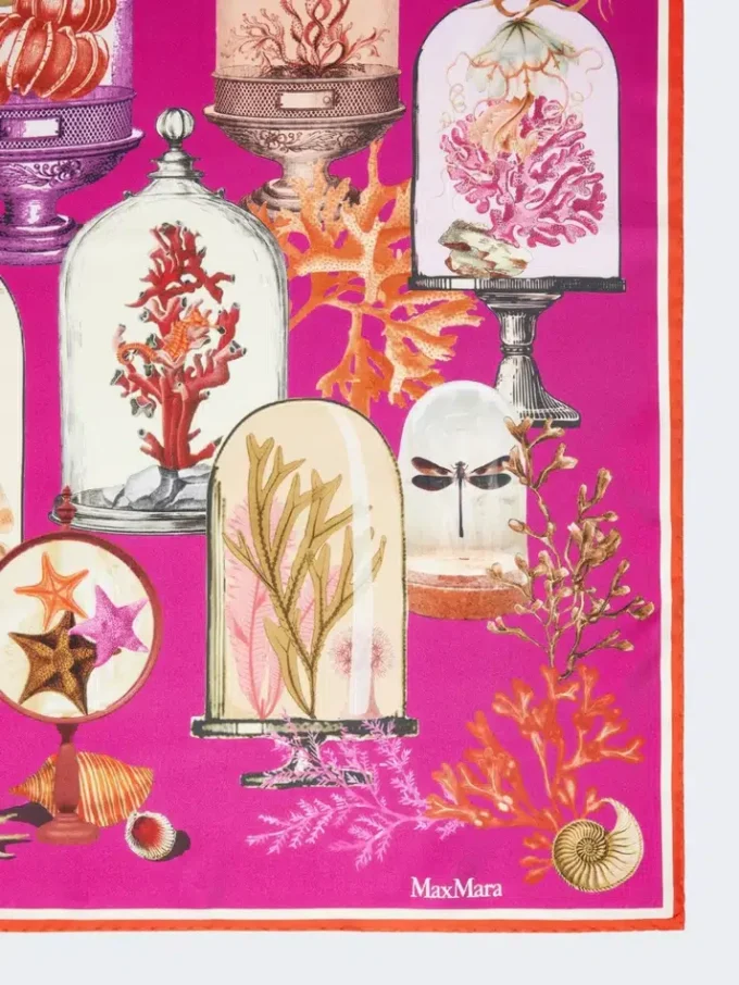 Överdimensionerad scarf i tryckt silkestwill, fuchsia
