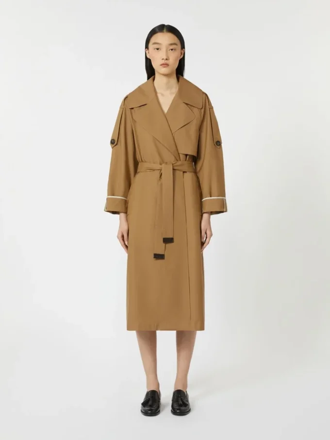 Överdimensionerad vattenavvisande trenchcoat i twill, brun Överdimensionerad vattenavvisande trenchcoat i twill, brun