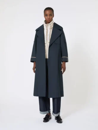 Överdimensionerad vattenavvisande trenchcoat i twill, ultramarin