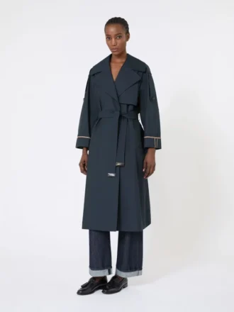 Överdimensionerad vattenavvisande trenchcoat i twill, ultramarin