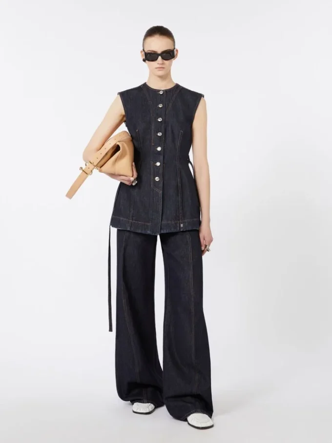 Ärmlös denimtop, midnattblå Ärmlös denimtop, midnattblå