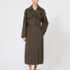 Vid, vattenavvisande trenchcoat i twill, grön Vid, vattenavvisande trenchcoat i twill, grön