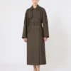 Vid, vattenavvisande trenchcoat i twill, grön Vid, vattenavvisande trenchcoat i twill, grön