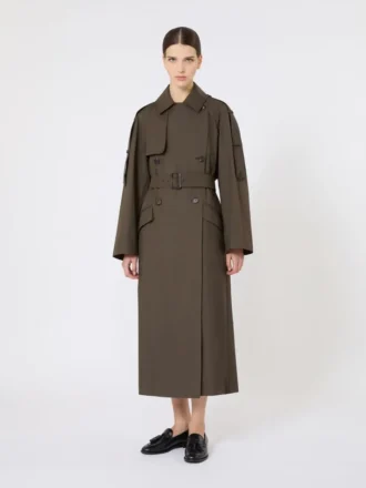 Vid, vattenavvisande trenchcoat i twill, grön