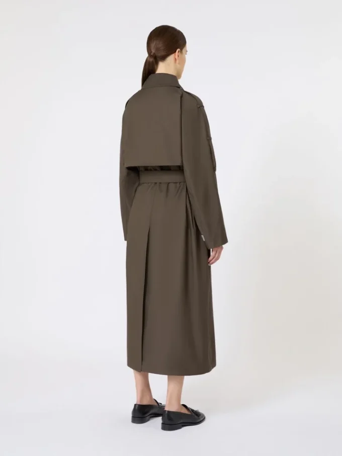 Vid, vattenavvisande trenchcoat i twill, grön Vid, vattenavvisande trenchcoat i twill, grön
