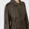 Vid, vattenavvisande trenchcoat i twill, grön Vid, vattenavvisande trenchcoat i twill, grön
