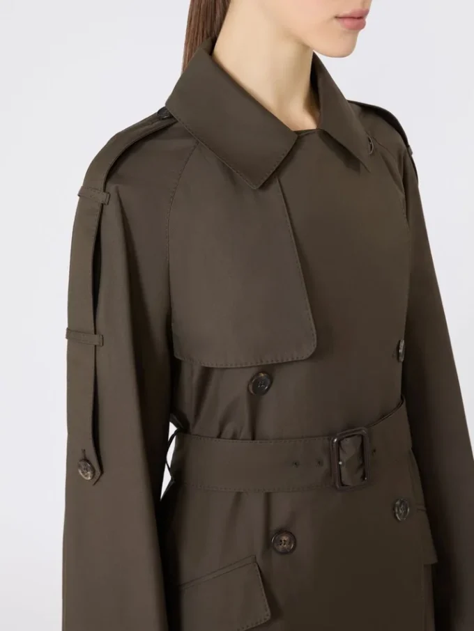 Vid, vattenavvisande trenchcoat i twill, grön Vid, vattenavvisande trenchcoat i twill, grön