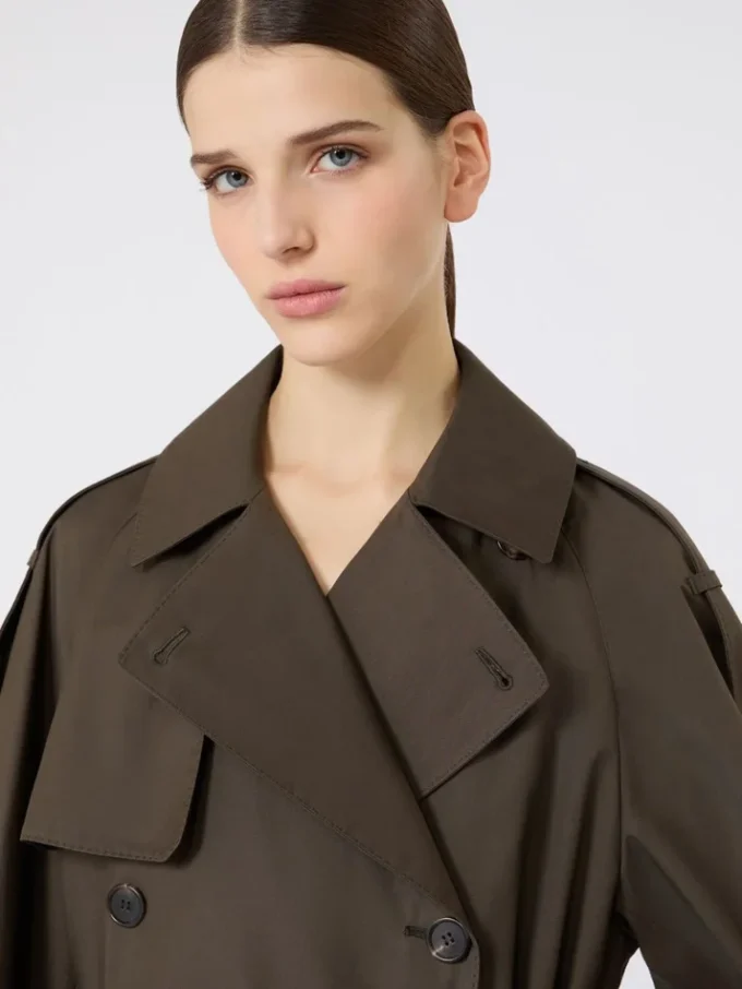 Vid, vattenavvisande trenchcoat i twill, grön Vid, vattenavvisande trenchcoat i twill, grön