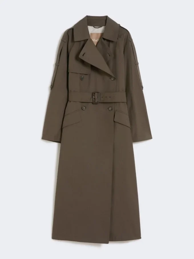 Vid, vattenavvisande trenchcoat i twill, grön Vid, vattenavvisande trenchcoat i twill, grön