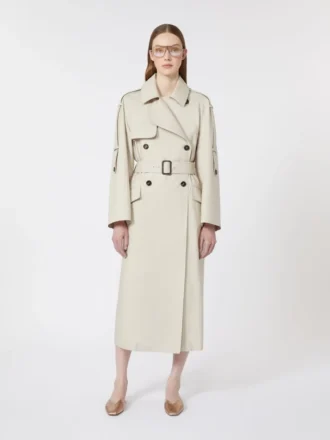 Vid, vattenavvisande trenchcoat i twill, naturfärgad