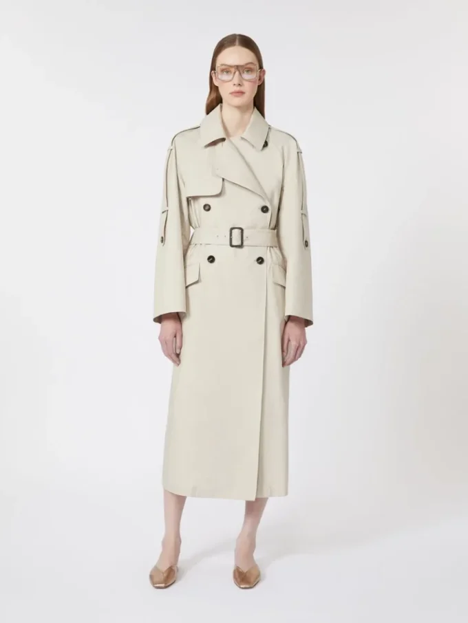Vid, vattenavvisande trenchcoat i twill, naturfärgad Vid, vattenavvisande trenchcoat i twill, naturfärgad
