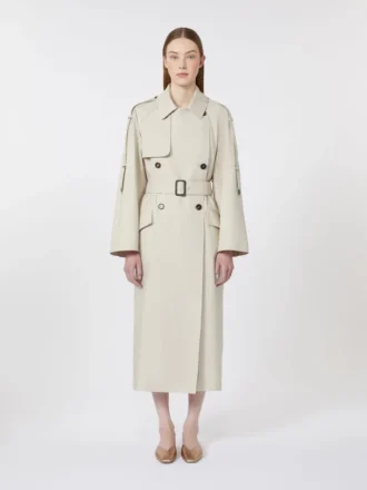 Vid, vattenavvisande trenchcoat i twill, naturfärgad