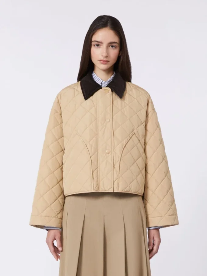 Vändbar vadderad jacka i vattenavvisande tyg, beige Vändbar vadderad jacka i vattenavvisande tyg, beige