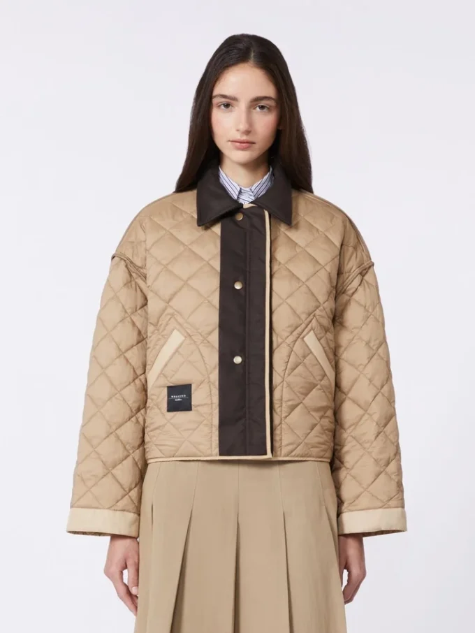 Vändbar vadderad jacka i vattenavvisande tyg, beige Vändbar vadderad jacka i vattenavvisande tyg, beige