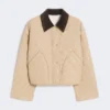 Vändbar vadderad jacka i vattenavvisande tyg, beige Vändbar vadderad jacka i vattenavvisande tyg, beige