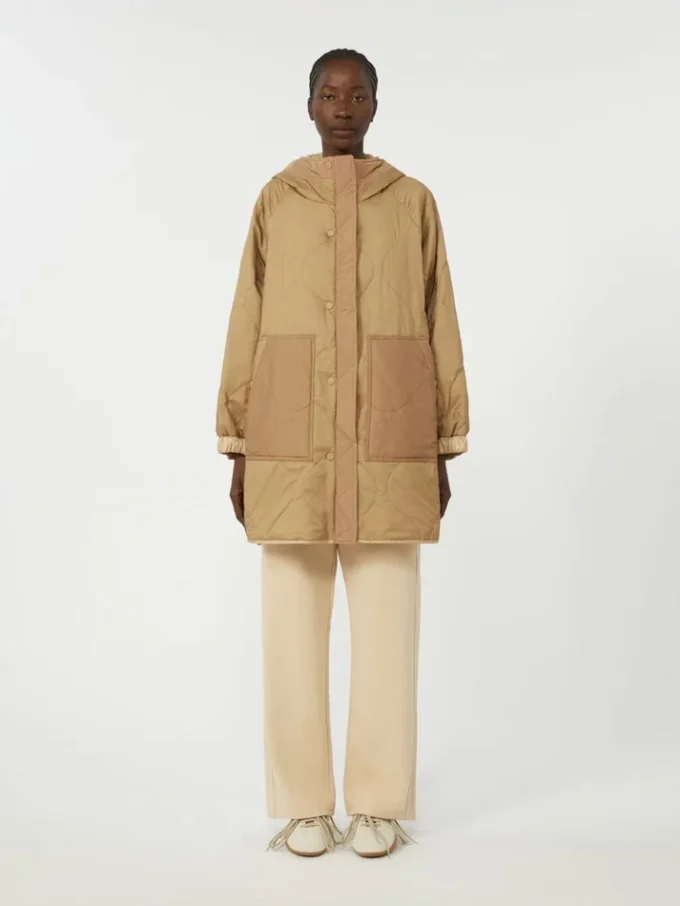 Vändbar, vadderad parka i vattenavvisande canvas, beige Vändbar, vadderad parka i vattenavvisande canvas, beige