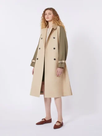 Vändbar vattenavvisande trenchcoat i gabardin, beige