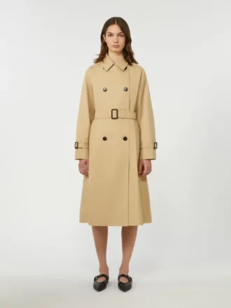 Vändbar vattenavvisande trenchcoat i gabardin, beige