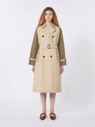 Vändbar vattenavvisande trenchcoat i gabardin, beige