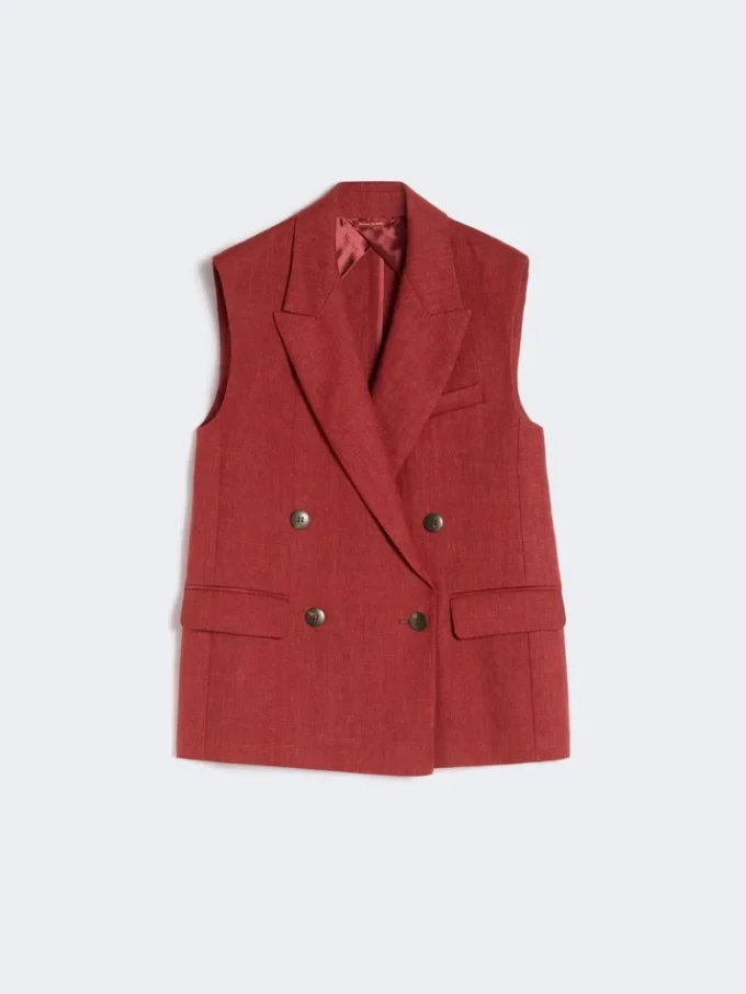 Väst i linne-twill, tegelröd