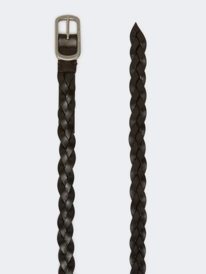 Vävt läderbälte, mörkbrunt Vävt läderbälte, mörkbrunt